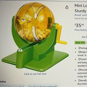 Lotto Ball Machine (mini) machine w/numbered balls. Game